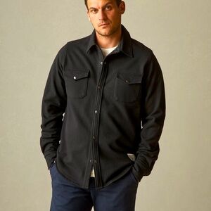 American Giant Men’s Black Fleece Overshirt Size M Snap Up Jacket Hiking